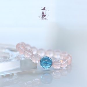 【稀缺大珠】天然老礦莫三比克粉晶海藍寶手串