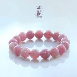 雪山秘境粉玫瑰 白雪花幽靈粉晶原石設計款手串