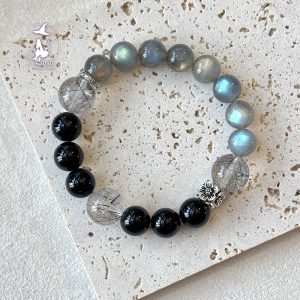 月夜星河灰月光黑髮晶送女友禮物水晶手串女生紀念日禮物